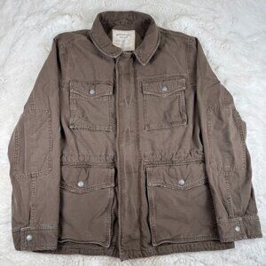 American Eagle Jacket Men's Medium Brown Canvas Field Utility Pockets Outdoor